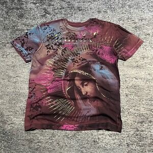 City of Angels‎ T Shirt Mens Medium Purple Mother Mary Grunge Skater Vintage Y2K